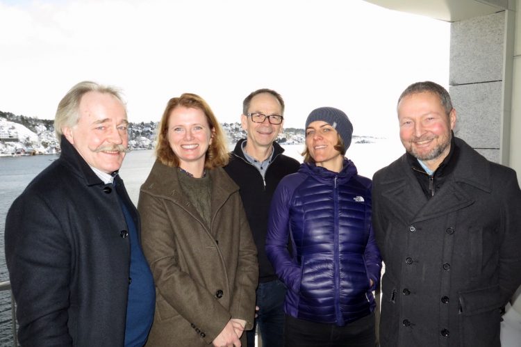 Bilete av f.v. Nils Aadland, Hege Økland, Lars Petter Maltby, Helene Fladmark og Ivan Østvik (bilde: Birte Runde, Eyde-klyngen).